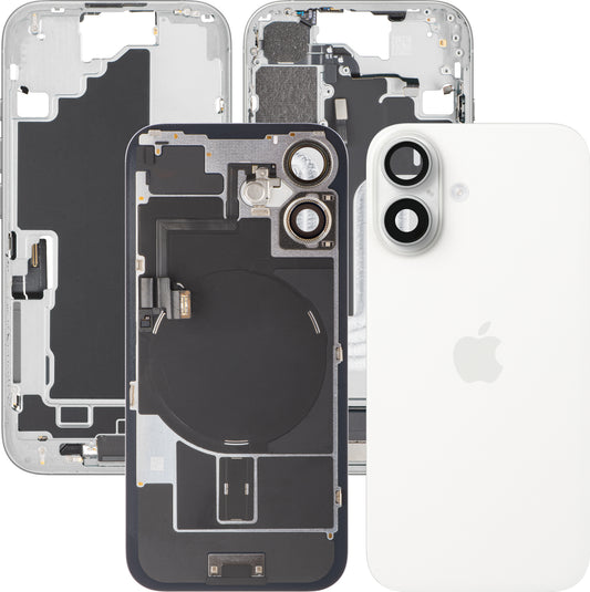 Πίσω Κάλυμμα Μπαταρίας Apple iPhone 16, Με Μεσαίο Πλαίσιο, Πλήρη Ανταλλακτικά, Λευκό, Premium Ανταλλαγή