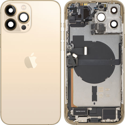 Apple iPhone 13 Pro Max Battery Cover, With Middle Case, Full Parts, Gold, Premium Swap