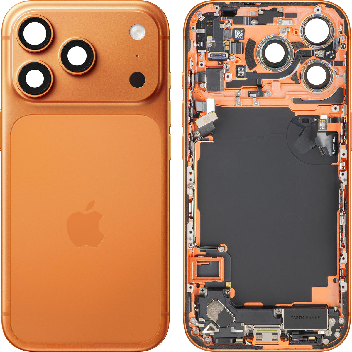 Apple iPhone 17 Pro Battery Cover, With Middle Case, Full Parts, Orange (Cosmic Orange), Premium Swap