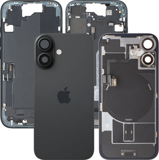 Πίσω Κάλυμμα Μπαταρίας Apple iPhone 16, Με Μεσαίο Πλαίσιο, Πλήρη Ανταλλακτικά, Μαύρο, Premium Ανταλλαγή
