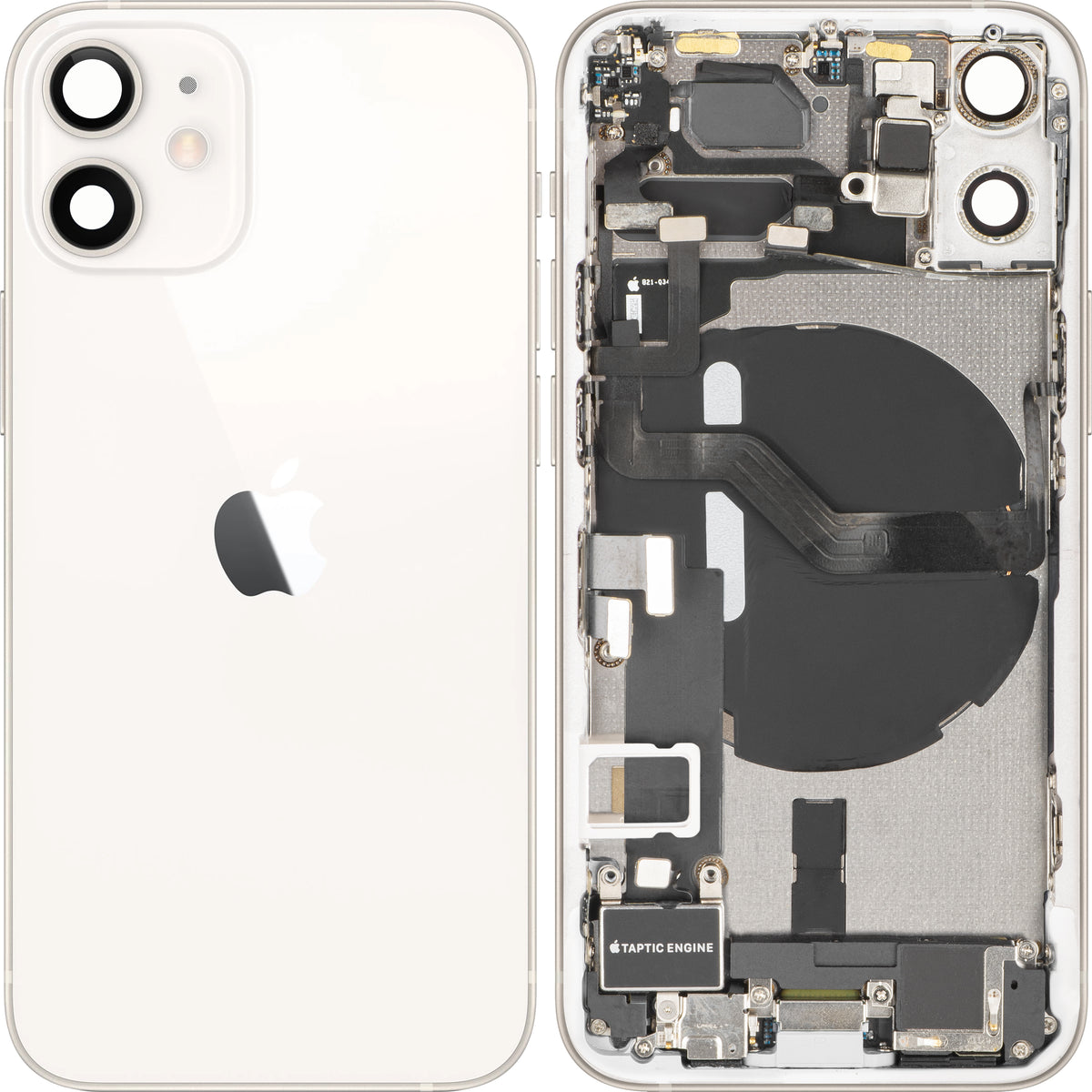 Apple iPhone 12 mini Battery Cover, With Middle Case, Full Parts, White, Premium Swap
