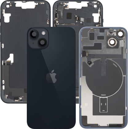 Apple iPhone 14 Plus Battery Cover, With Middle Case, Full Parts, Black (Midnight), Premium Swap