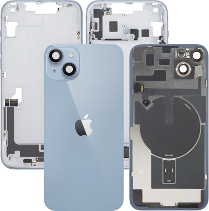 Apple iPhone 14 Plus Battery Cover, With Middle Case, Full Parts, Blue, Premium Swap