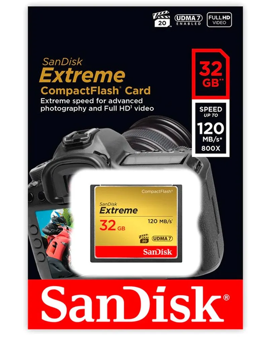 SanDisk Extreme CompactFlash Memory Card, 32Gb, UDMA 7 SDCFXSB-032G-G46