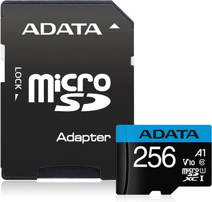 Adata Premier microSDXC Memory Card, 256GB, Class 10 / UHS-1 U1, With Adapter AUSDX256GUICL10A1-RA1