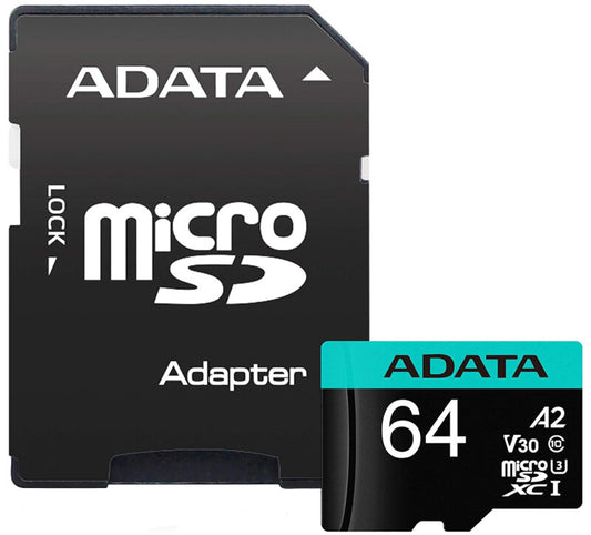 Κάρτα Μνήμης microSDXC Adata Premier Pro, 64Gb, Κλάση 10 / UHS-1 U3, Με Προσαρμογέα AUSDX64GUI3V30SA2-RA1