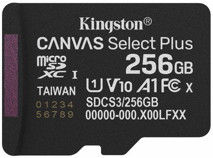 Κάρτα Μνήμης microSDXC Kingston Canvas Select Plus Android A1, 256Gb, Κλάση 10 / UHS-1 U1 SDCS3/256GBSP
