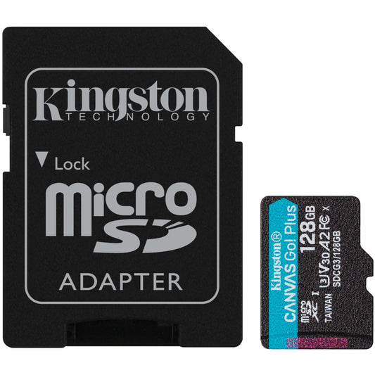 Κάρτα Μνήμης microSDXC Kingston Canvas Go Plus Android A2, 128Gb, Κατηγορία 10 / UHS-1 U3, Με Αντάπτορα SDCG3/128GB