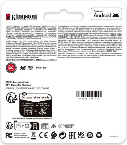 Κάρτα Μνήμης microSDXC Kingston Canvas Go Plus Android A2, 128Gb, Κλάση 10 / UHS-1 U3, Με Προσαρμογέα SDCG4/128GB