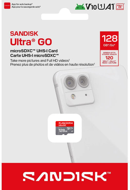 SanDisk Ultra GO Android A1 microSDXC Memory Card, 128GB, Class 10 / UHS-1 U1 SDSQUGN-128G-GN6MN