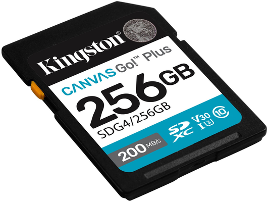 Κάρτα Μνήμης SDXC Kingston Canvas Go Plus, 256Gb, Κατηγορία 10 / UHS-1 U3 SDG4/256GB
