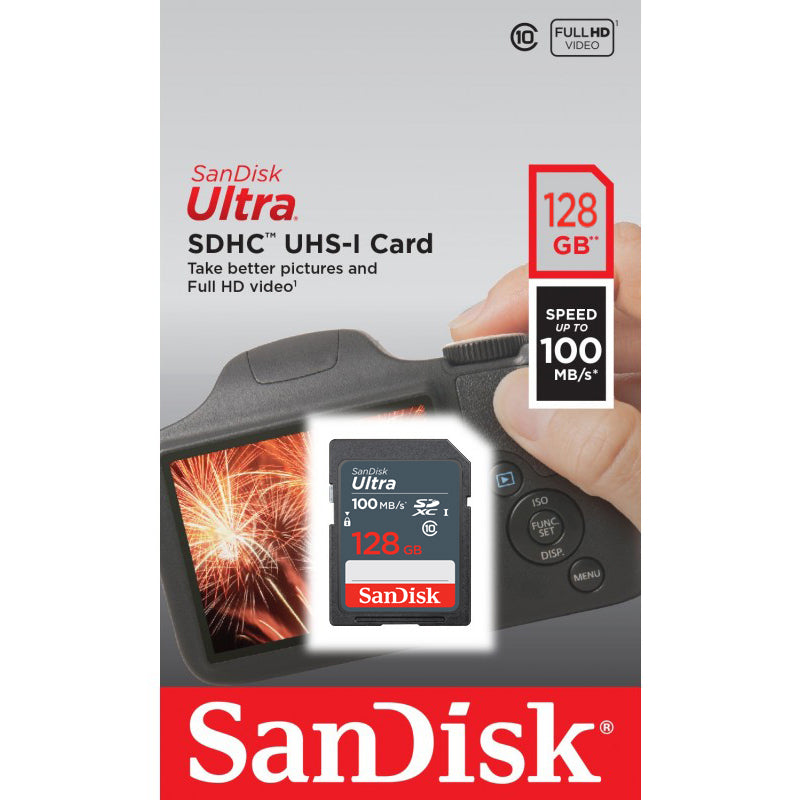 Κάρτα Μνήμης SDXC SanDisk Ultra, 128Gb, Κλάση 10 SDSDUNR-128G-GN3IN