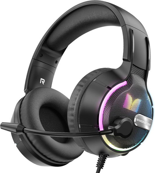 Ακουστικά Gaming 3.5mm Monster Mission 320, RGB, 1.9m, Μαύρα
