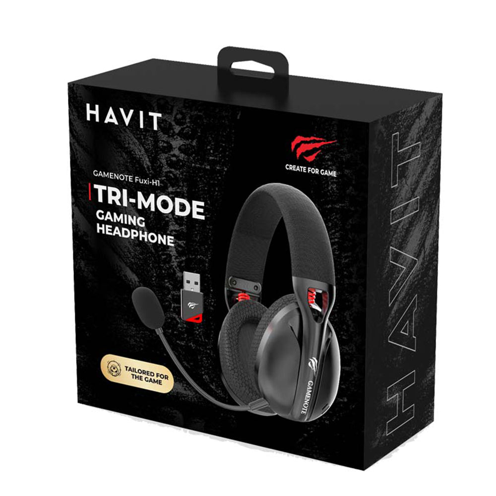 Ασύρματα Gaming Ακουστικά HAVIT Fuxi-H3, BT / Wi-Fi / Ενσύρματα, Γκρι