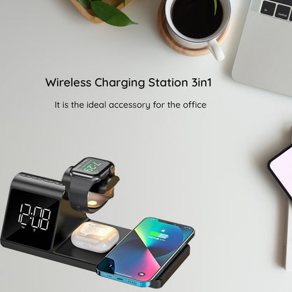HAVIT W3042 4in1 Digital Clock with QI Wireless Charging, Black