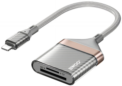 Αναγνώστης καρτών Lightning BWOO BZ63, SD - microSD, Γκρι
