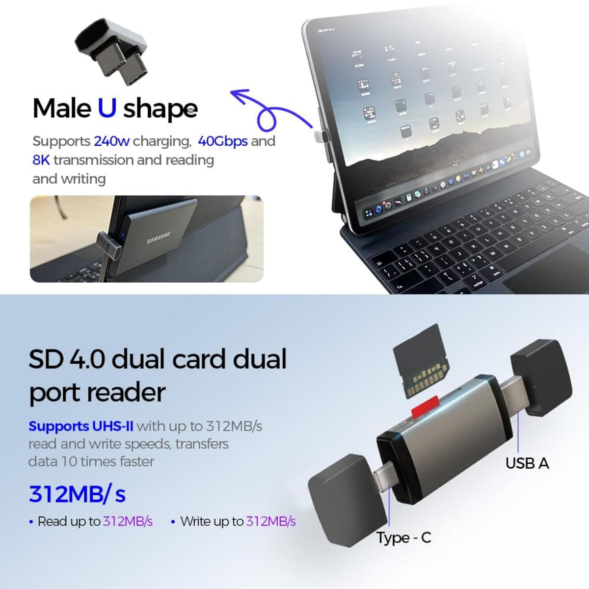 USB / USB-C Card Reader OEM OmniLink Pro-003 Travel, 10in1, Gray