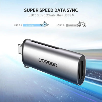 UGREEN CM184 USB-C Card Reader, SD - microSD, Gray