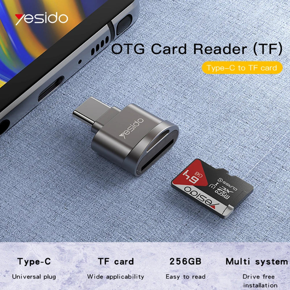 USB-C Yesido GS19 Card Reader, microSD, Gray