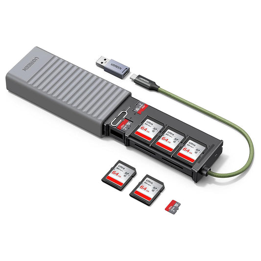 Αναγνώστης Καρτών USB / USB-C με Διοργανωτή UGREEN CM856 (55899), 2 x SD - microSD, Γκρι
