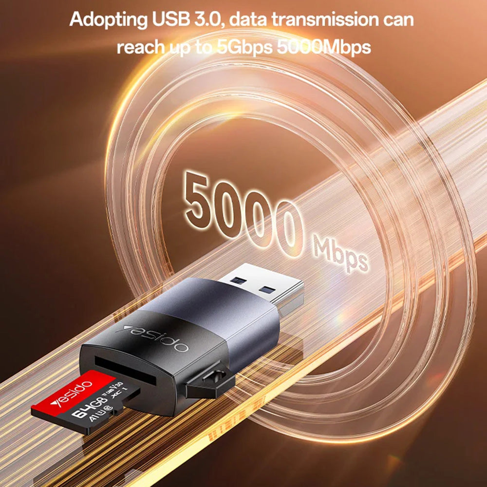 USB 3.0 Yesido GS36 Card Reader, microSD, Black