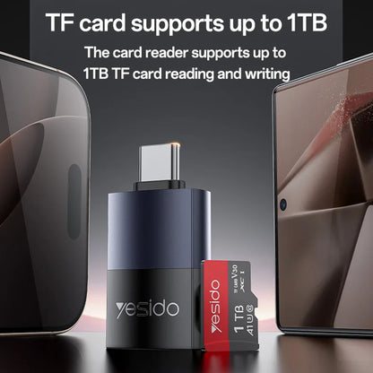 USB-C Yesido GS37 Card Reader, microSD, Black