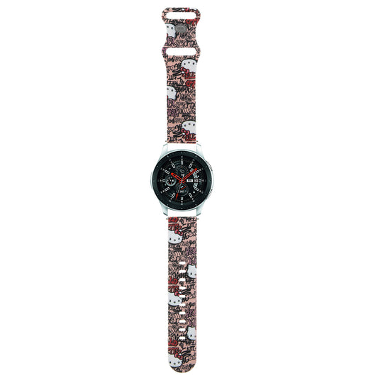 Hello Kitty Silicone Graffiti Tags Strap for Samsung Galaxy Watch / Huawei Watch 46mm / 45mm / 41mm Series, Pink