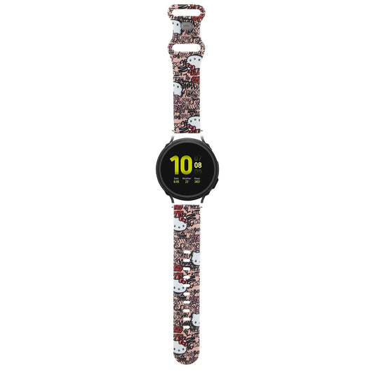 Hello Kitty Silicone Graffiti Tags Strap for Samsung Galaxy Watch / Huawei Watch Series, Pink