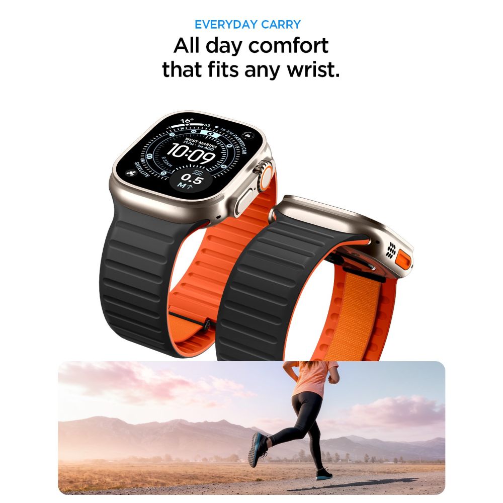 Λουράκι Spigen Athlex Air M για Apple Watch 49mm / 46mm / 45mm / 44mm Series, Μαύρο Πορτοκαλί AMP11534