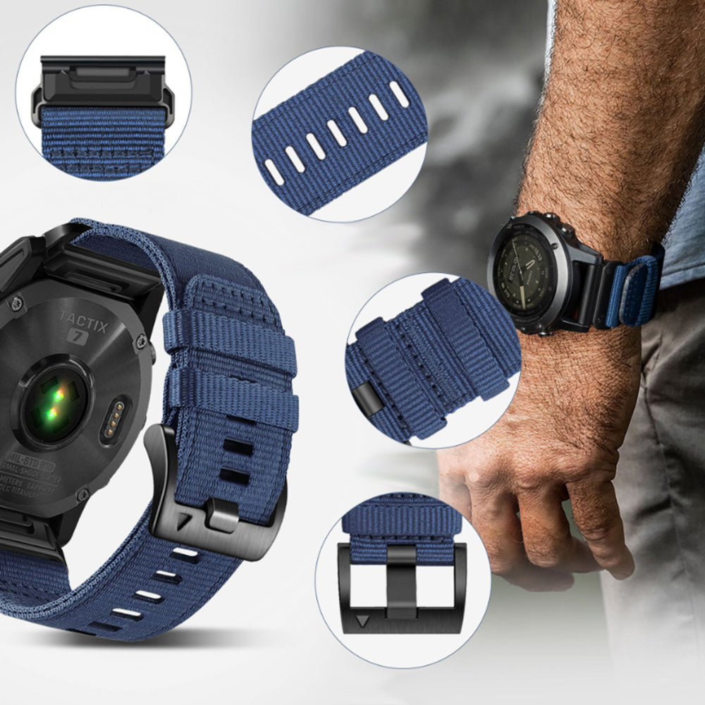 Techsuit W070 Strap for Garmin Watch Fenix / Forerunner / Approach Series, 22mm, Navy Blue