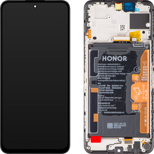 Οθόνη με Αφής Honor 90 Smart / X7b 4G, με Πλαίσιο και Μπαταρία, Μαύρο (Midnight Black), Service Pack 0235AHDQ