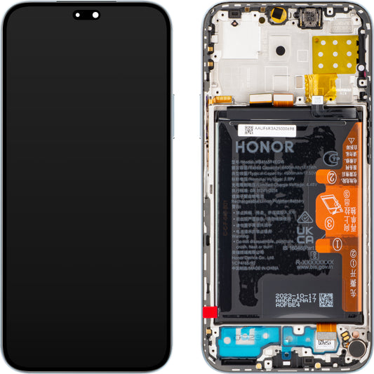 Οθόνη με Αφή Honor 200 Lite / X8b, με Πλαίσιο και Μπαταρία, Ασημί (Titanium Silver), Service Pack 0235AHGE