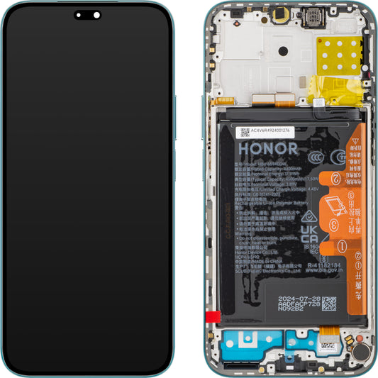 Οθόνη με Αφή Honor 200 Lite / X8b, με Πλαίσιο και Μπαταρία, Μπλε (Cyan Lake), Service Pack 0235ALPU