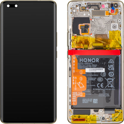 Honor Magic4 Pro Touchscreen Display with Frame and Battery, Gold, Service Pack 0235AGXB