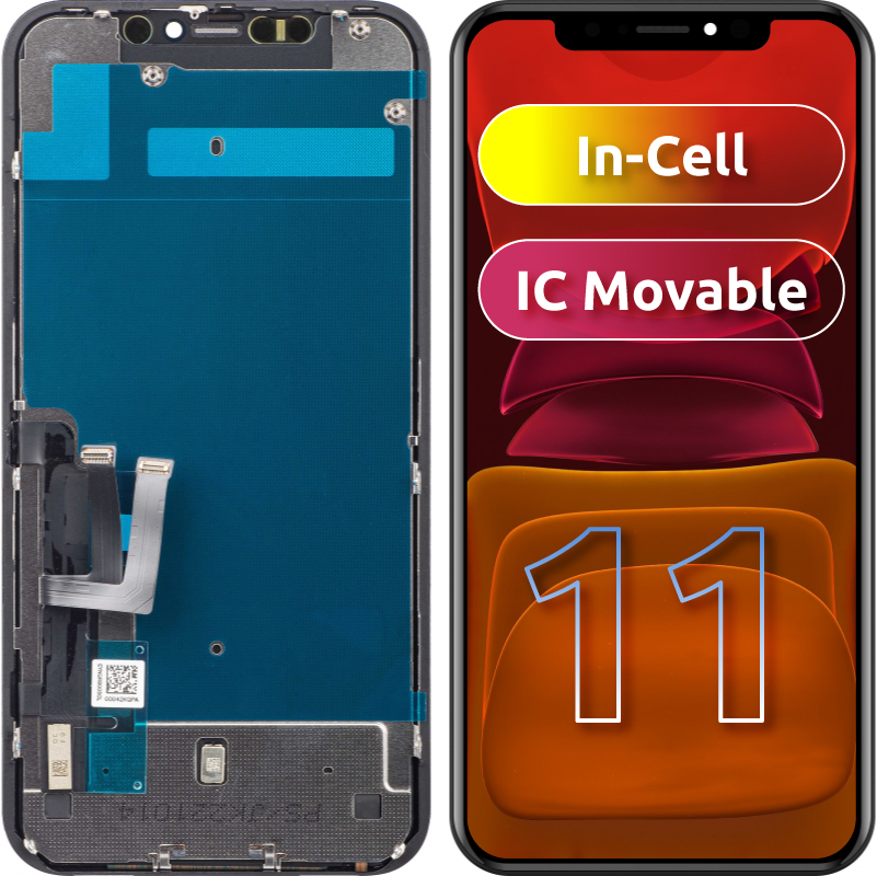 JK Touchscreen Display for Apple iPhone 11, with Frame, Movable IC In-Cell LCD Version, Black