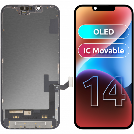 Οθόνη αφής JK για Apple iPhone 14, με Πλαίσιο, Έκδοση OLED IC Movable, Μαύρη