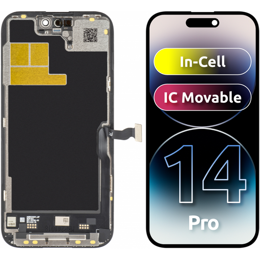 Οθόνη με οθόνη αφής JK για Apple iPhone 14 Pro, με πλαίσιο, έκδοση LCD In-Cell IC μετακινούμενη, μαύρο