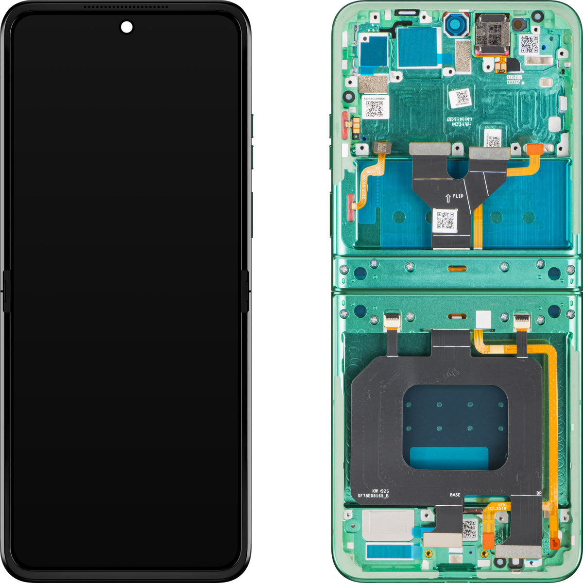 Motorola Razr 2025 / Razr 60 Display with Touchscreen, Frame, Sub Inner, Green (Spring Bud), Service Pack 5D68C29966