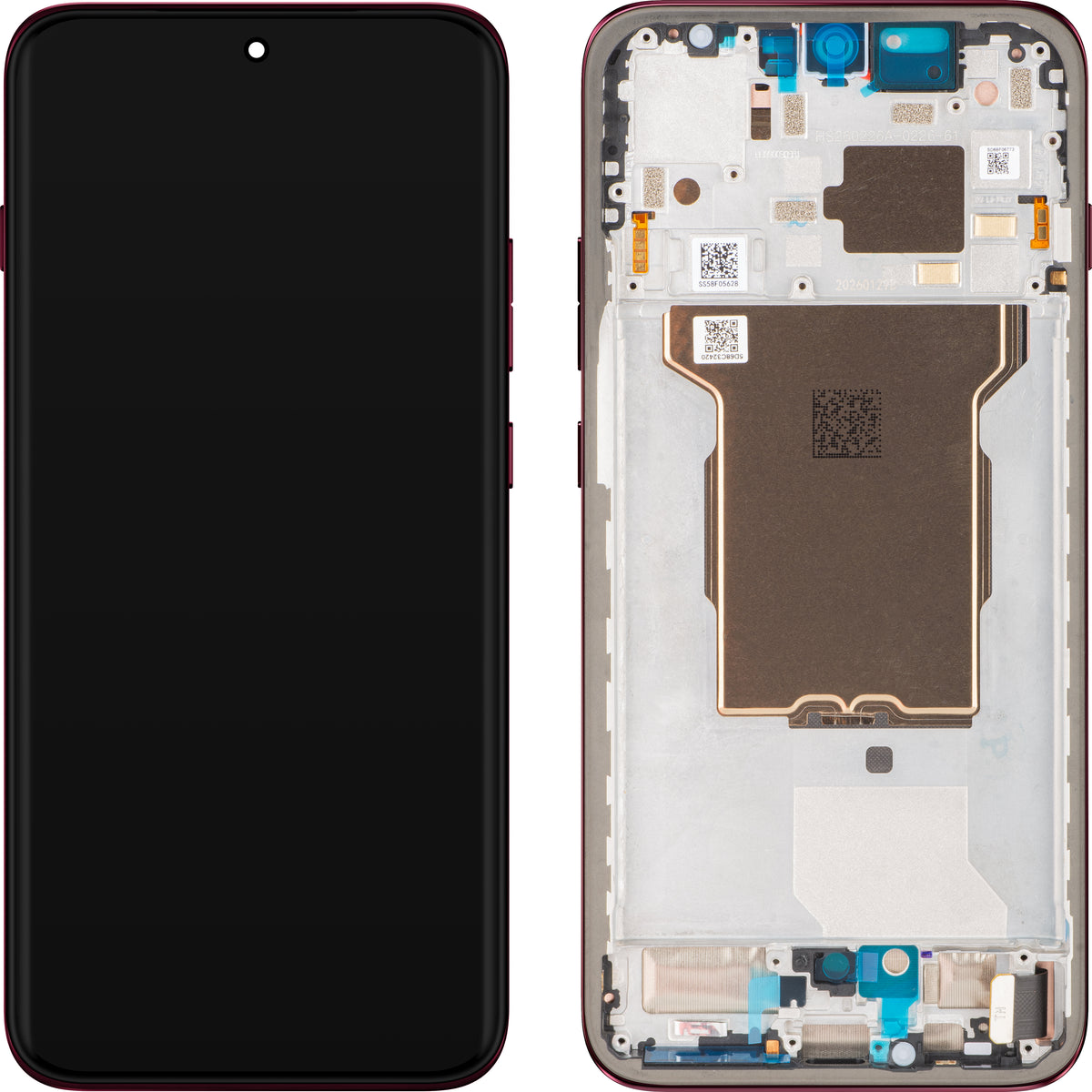 Touchscreen Display Motorola Edge 70 Pro+ / Edge 70 Pro, with Frame, Burgundy (Pantone Zinfandel), Service Pack 5D68C32418