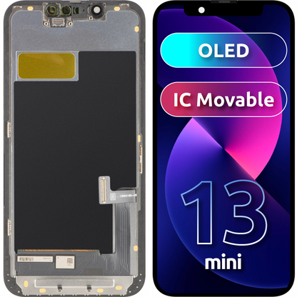Οθόνη αφής MP συμβατή με Apple iPhone 13 mini, με Πλαίσιο, Έκδοση OLED FHD IC Movable, Μαύρη