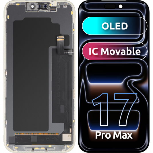MP Touchscreen Display compatible with Apple iPhone 17 Pro Max, with Frame, OLED FHD IC Movable Version, Black