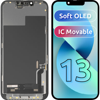 Οθόνη αφής MP συμβατή με Apple iPhone 13, με Πλαίσιο, Έκδοση Soft OLED FHD IC Movable, Μαύρη