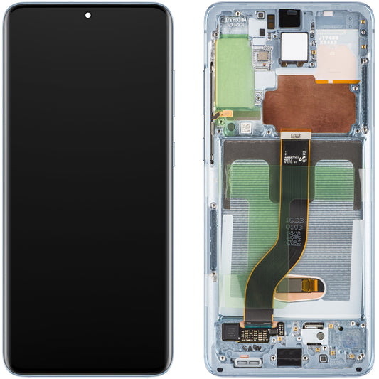 Samsung Galaxy S20+ 5G G986 / S20+ G985 Display with Touchscreen, Frame, Blue (Cloud Blue), Service Pack GH82-31441D