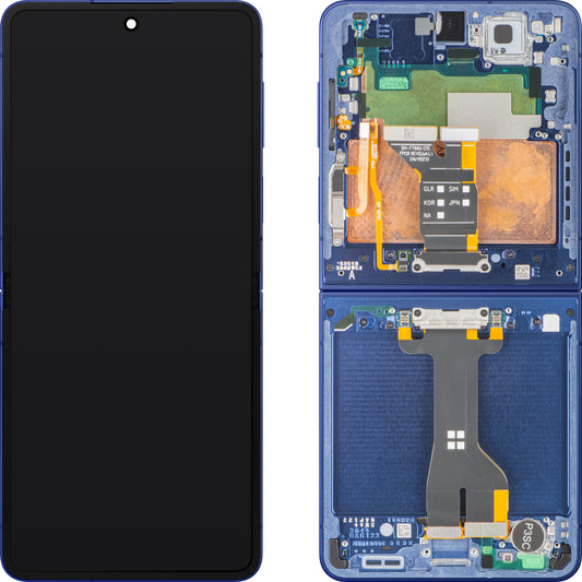 Samsung Galaxy Z Flip7 F766 Display with Touchscreen, With Frame, Under Inner, Blue (Blue Shadow), Service Pack GH82-37581A
