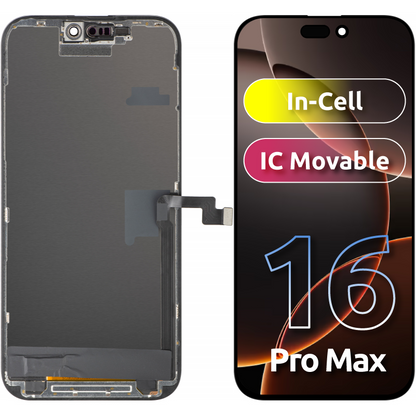 ZY Touchscreen Display for Apple iPhone 16 Pro Max, with Frame, Movable In-Cell IC LCD Version, Black