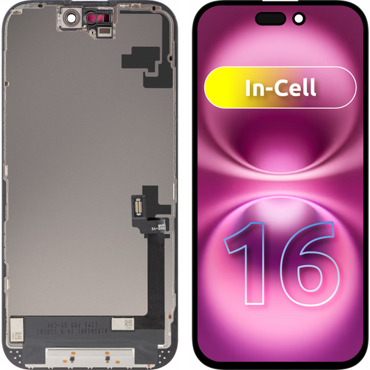 ZY Touchscreen Display for Apple iPhone 16, with Frame, In-Cell LCD Version, Black