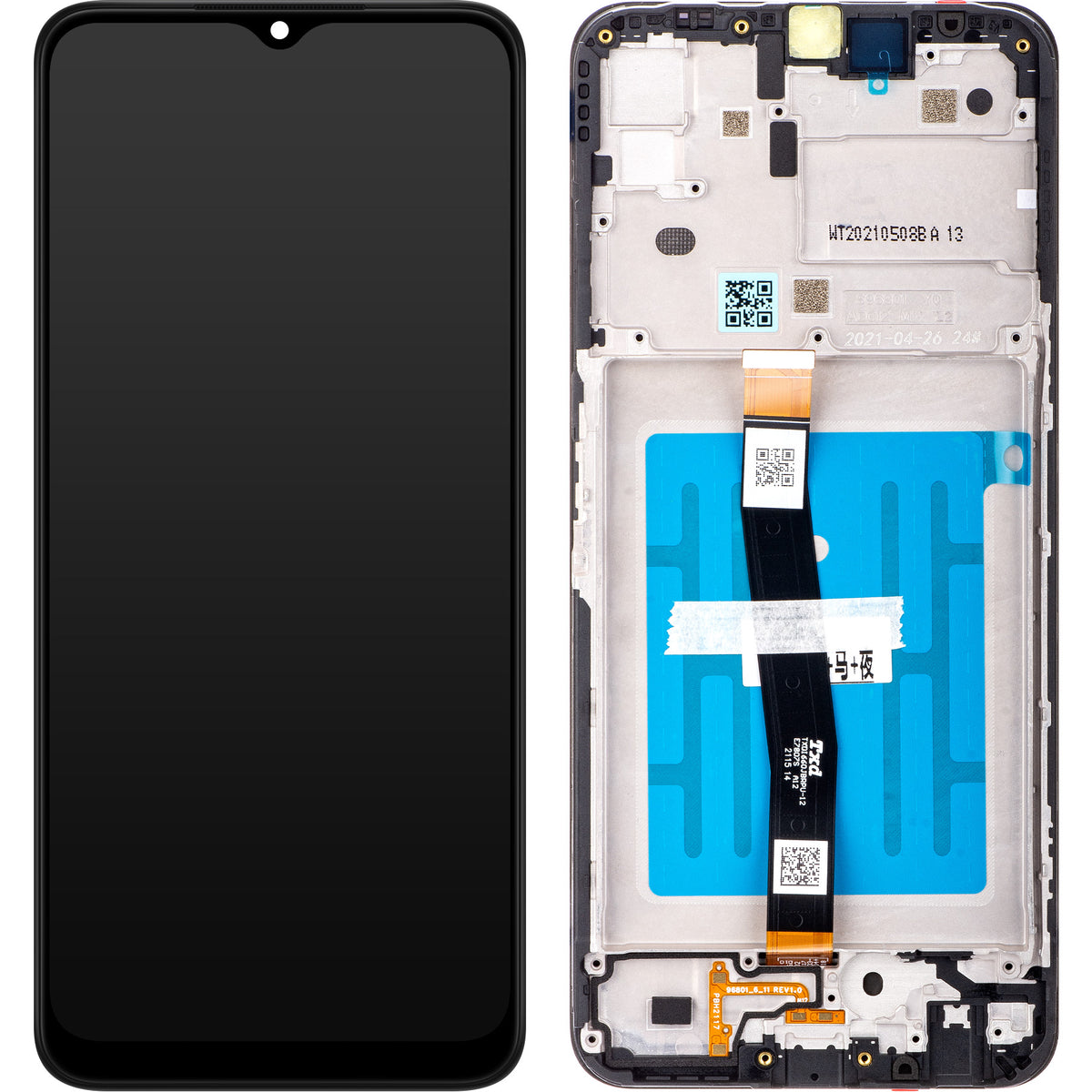 Samsung Galaxy A22 5G A226 Touchscreen Display, with Frame, Black, Service Pack GH81-20694A