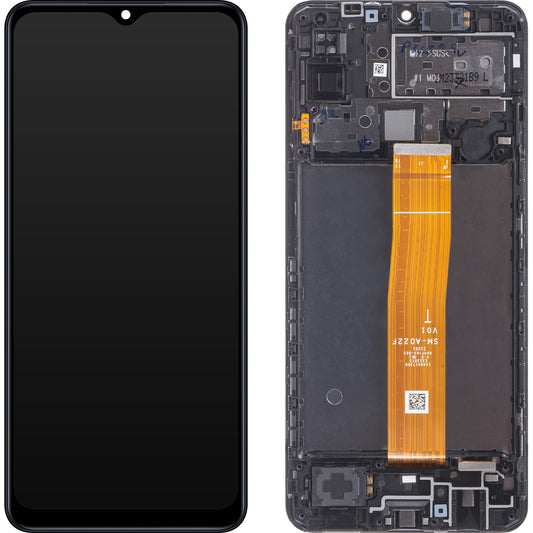 Samsung Galaxy M12 M127 Touchscreen Display with Frame, Black, Service Pack GH82-25042A