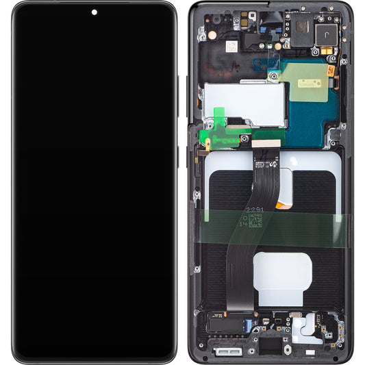Οθόνη με Touchscreen Samsung Galaxy S21 Ultra 5G G998, με Πλαίσιο, Μαύρο, Service Pack GH82-26035A