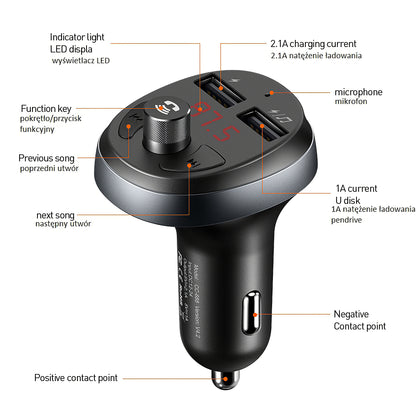 McDodo Bluetooth FM Modulator, 2 x USB-A